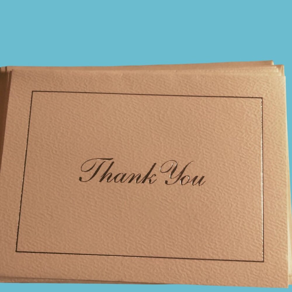 Thank You Cards Envelopes 4x5 Inches 5 Pcs Silver Embossed Stationery Set